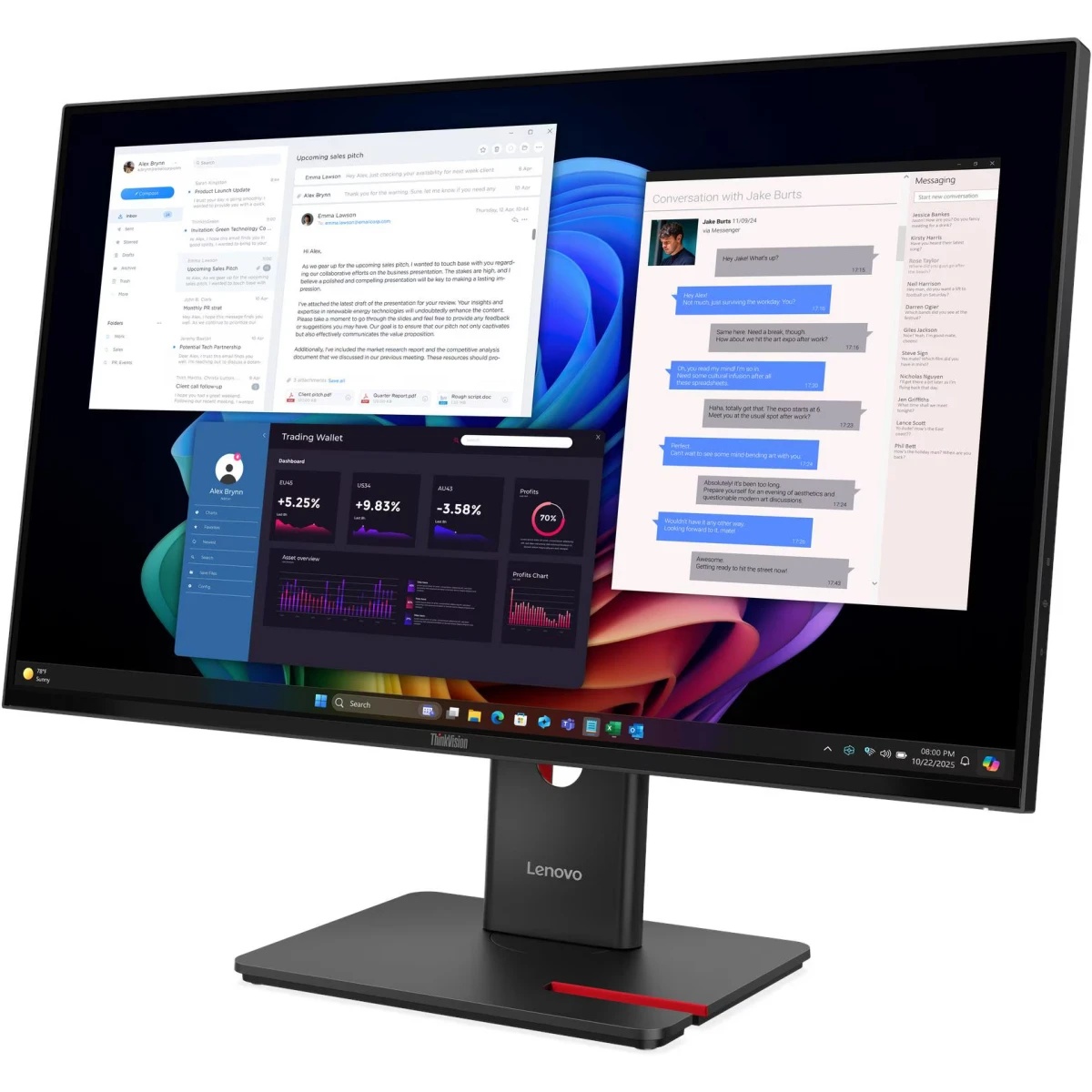 Монитор 27" Lenovo T27UD-40 IPS 3840x2160, 60 Гц, 4 мс, 16:9, 350 кд/м², HDMI 2.1, DP 1.4, USB-C (10