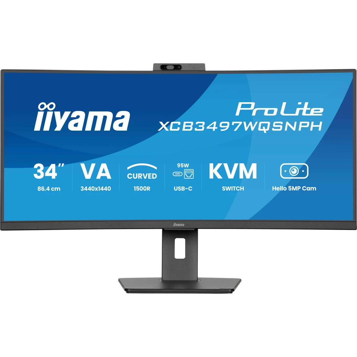 Монитор 34" Iiyama ProLite XCB3497WQSNPH-B1 VA 3440x1440, 120 Гц, 0.4 мс, 21:9, 350 кд/м², HDMI 2.0,
