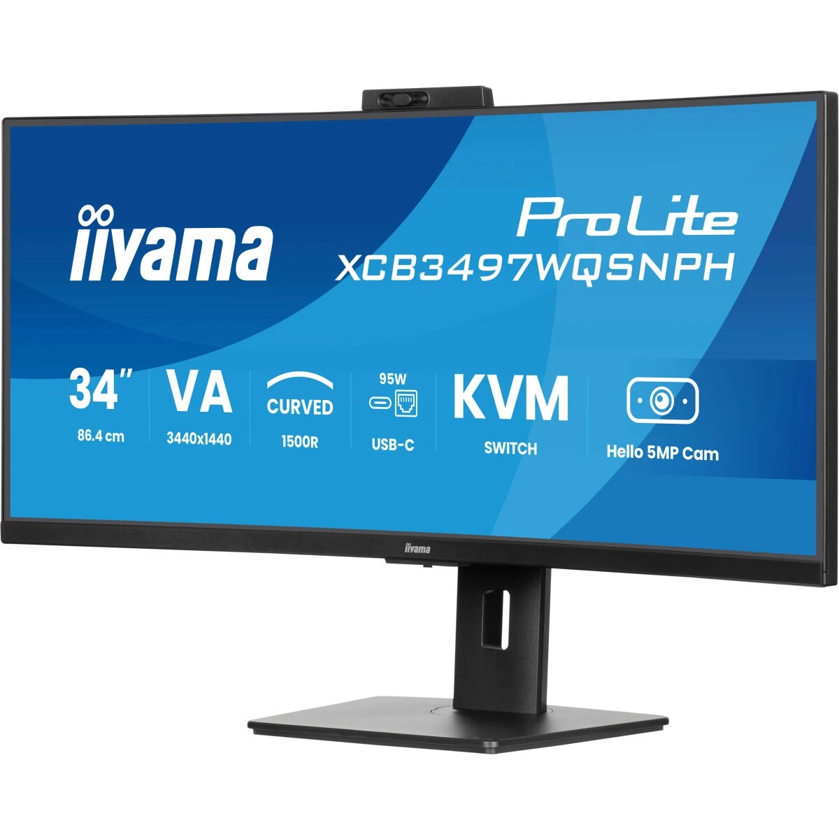Монитор 34" Iiyama ProLite XCB3497WQSNPH-B1 VA 3440x1440, 120 Гц, 0.4 мс, 21:9, 350 кд/м², HDMI 2.0,