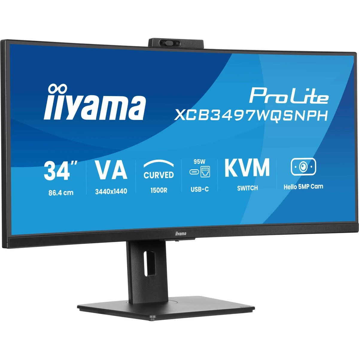 Монитор 34" Iiyama ProLite XCB3497WQSNPH-B1 VA 3440x1440, 120 Гц, 0.4 мс, 21:9, 350 кд/м², HDMI 2.0,