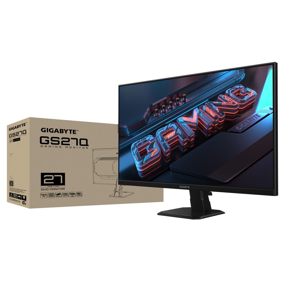 Монитор 27" Gigabyte GS27Q EU IPS 2560x1440, 165 Гц, 1 мс, 16:9, 300 кд/м², HDMI 2.0, DP 1.4, 3.5 Ja