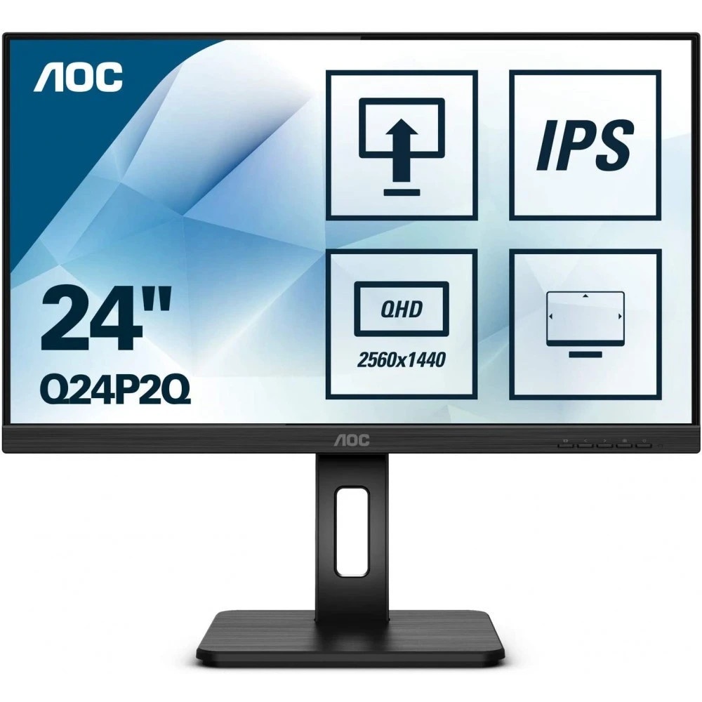 Монитор 23.8" AOC Q24P2Q IPS 2560x1440, 75 Гц, 4 мс, 16:9, 250 кд/м2, 1хHDMI, 1хDP, 1хVGA, черный