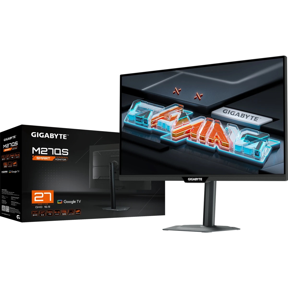 Монитор 27" Gigabyte M27QS IPS 2560x1440, 180 Гц, 1 мс (GtG), 16:9, 350 кд/м², HDMI 2.0, DP 1.4, USB
