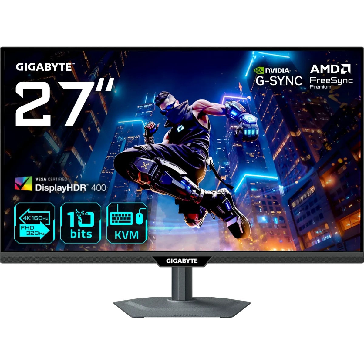 Монитор 27" Gigabyte M27UP IPS 3840x2160, 160 Гц, 1 мс (GtG), 16:9, 350 кд/м², 2xHDMI 2.1, DP 1.4, U