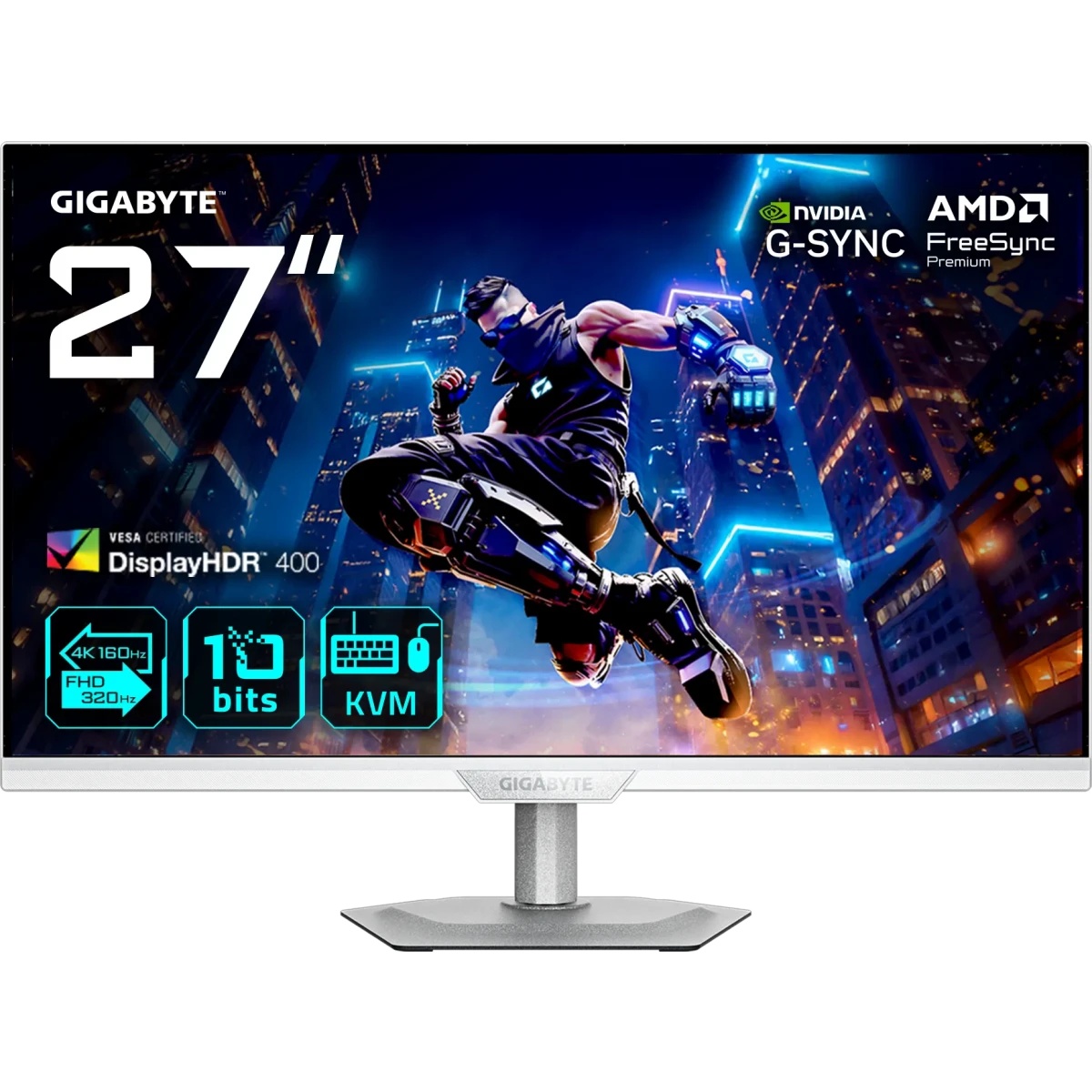 Монитор 27" Gigabyte M27UP ICE IPS 3840x2160, 160 Гц, 1 мс, 16:9, 350 кд/м², 2xHDMI 2.1, DP 1.4, USB