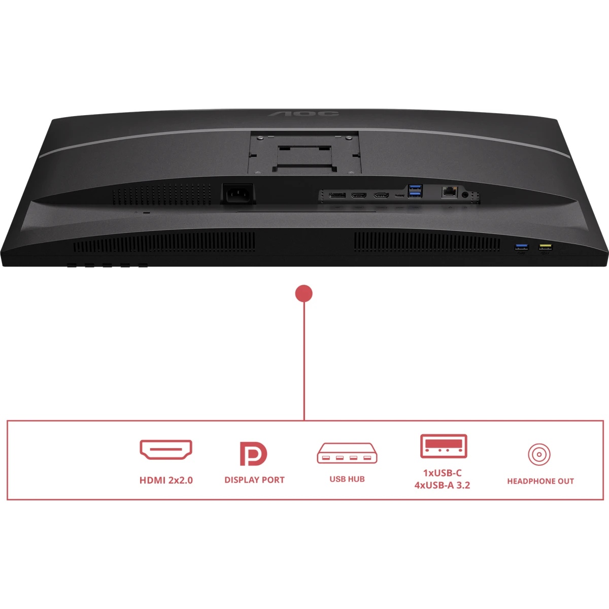 Монитор 27" AOC U27E4CV IPS 3840x2160, 60 Гц, 4 мс, 16:9, 400 кд/м², 2xHDMI 2.0, DP 1.4, DP Out, USB