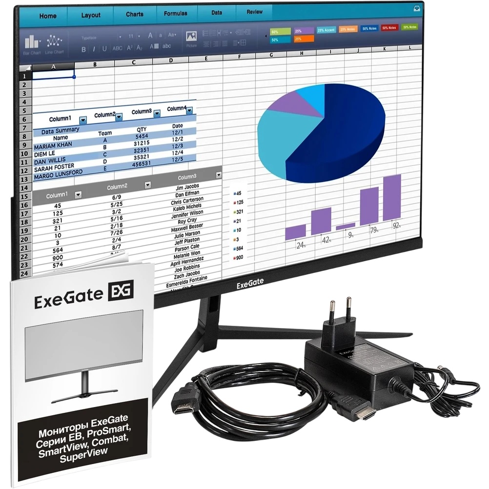 Монитор 23.8" ExeGate ProSmart EZ2400 (IPS LED Grade A+, FHD, 1920x1080@75Гц, 16:9, 250cd/m2, 1000:1