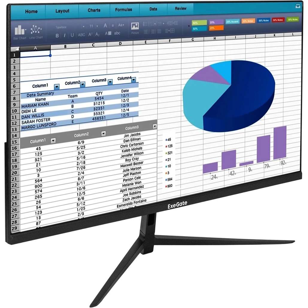 Монитор 23.8" ExeGate ProSmart EH2407A IPS 1920x1080, 100 Гц, 3 мс, 16:9, 250 кд/м², VGA, HDMI 2.0,