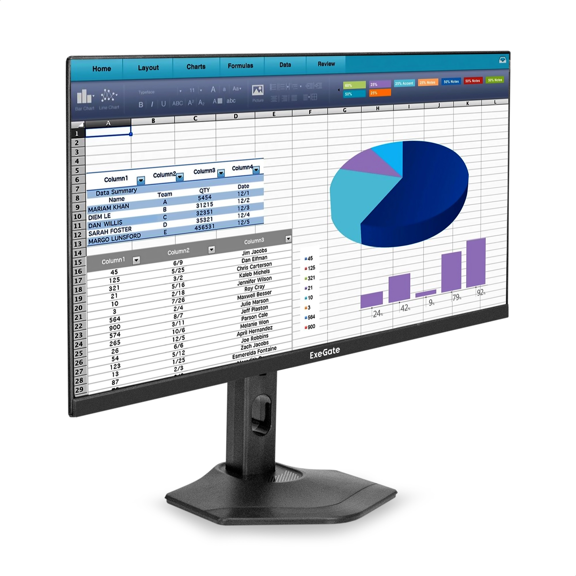Монитор 23.8" ExeGate ProSmart EZ2400C IPS 1920x1080, 75 Гц, 3 мс, 16:9, 250 кд/м², VGA, HDMI 2.0, D