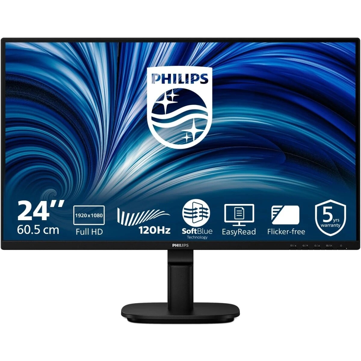 Монитор 23.8" PHILIPS 24B2N2200 черный (IPS, 1920x1080, 120Hz, 4 ms, 178°/178°, 300 cd/m, 1500:1, +H