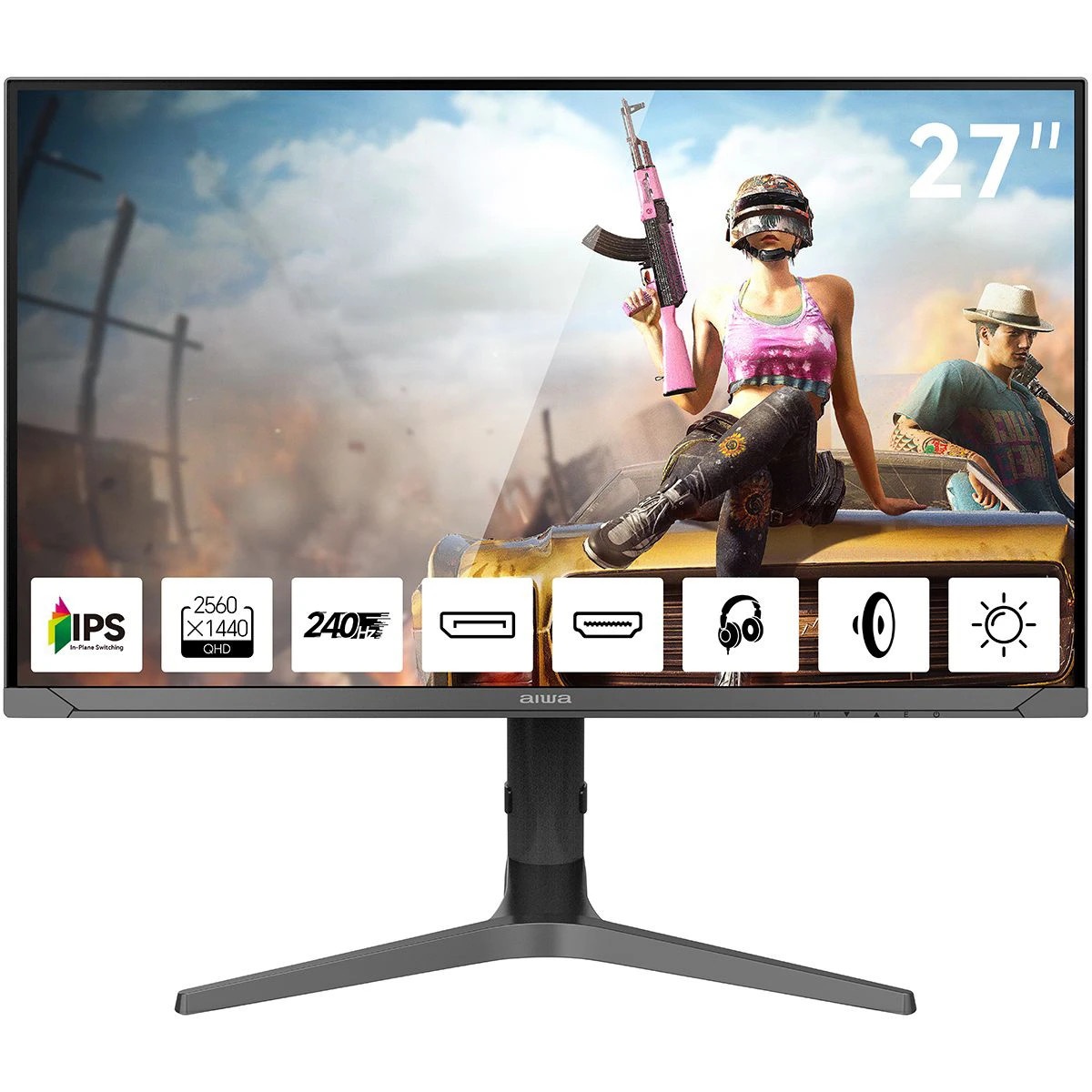 Монитор 27" Aiwa MD2715 IPS 2560x1440, 240 Гц, 1 мс, 16:9, 350 кд/м², 2xHDMI 2.0, 2xDP 1.4, 3.5 Jack