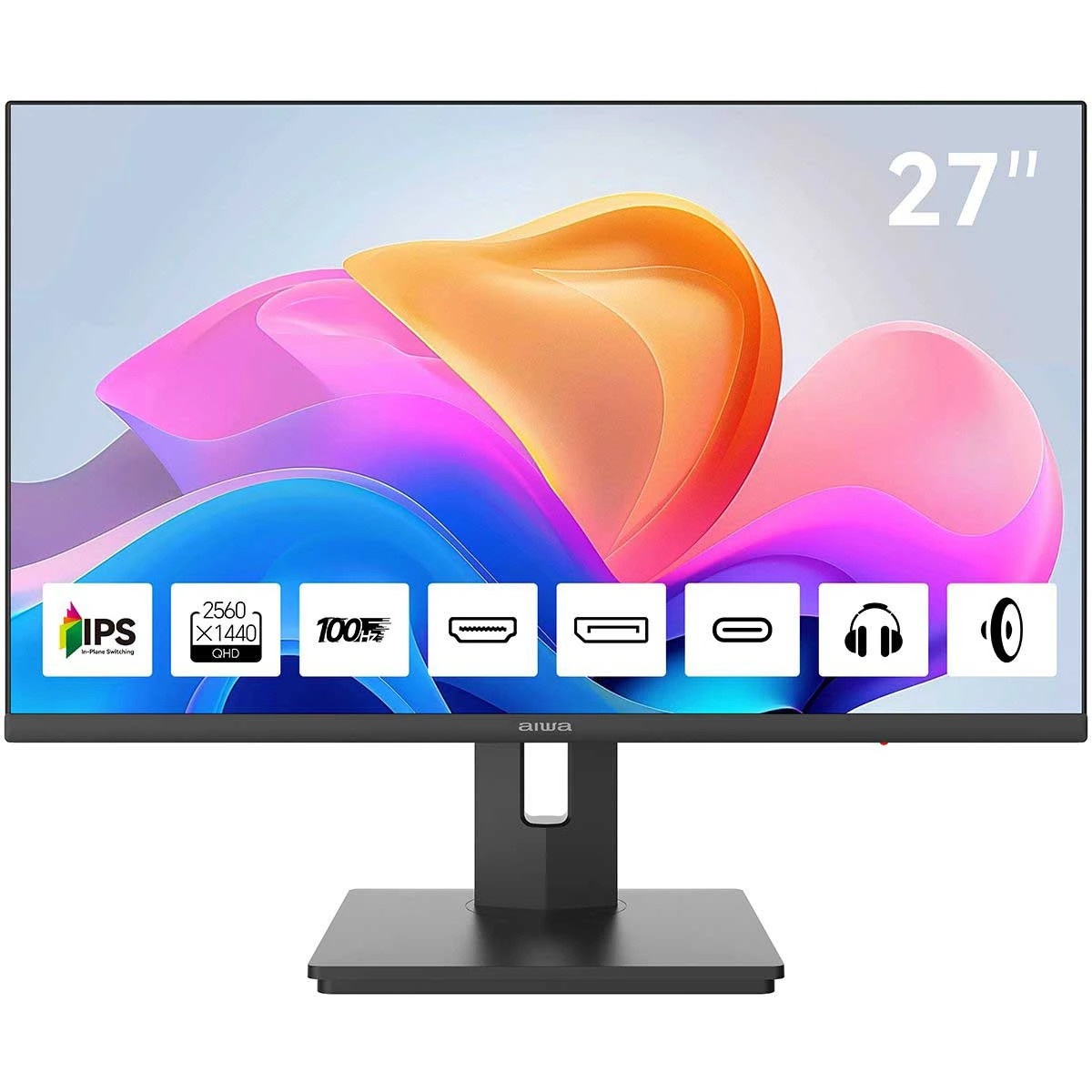 Монитор 27" Aiwa MQ275A IPS 2560x1440, 100 Гц, 4 мс, 16:9, 300 кд/м², HDMI 2.0, DP 1.2, USB-C (15 Вт