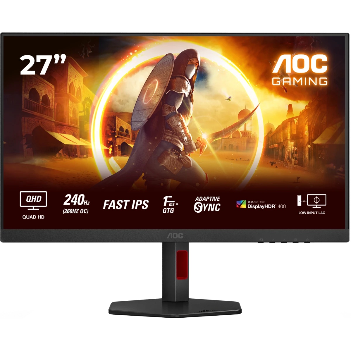 Монитор 27" AOC Q27G4ZR IPS 2560x1440, 240 Гц, 1 мс, 16:9, 400 кд/м², 2xHDMI 2.0, DP 1.4, 3.5 Jack,