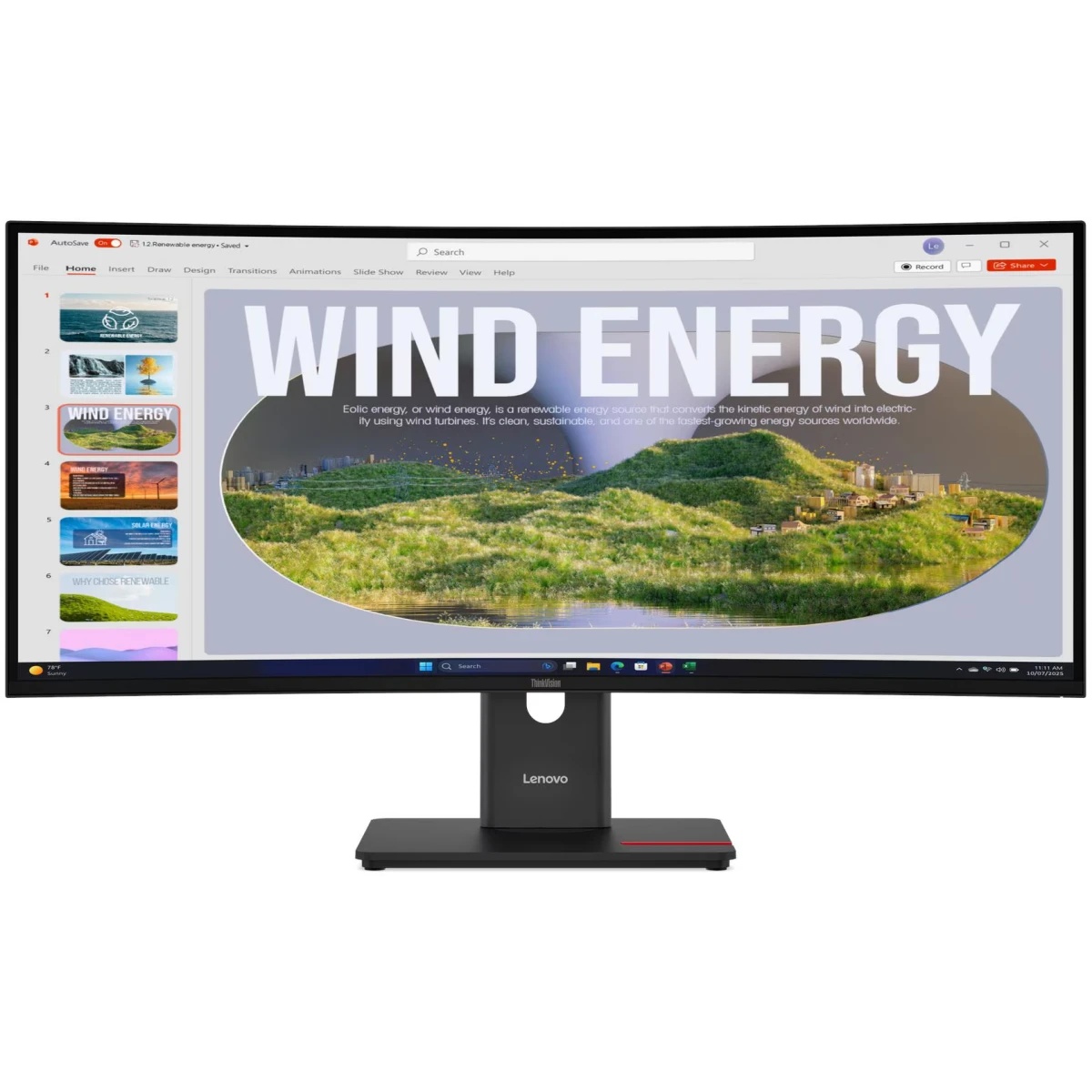 Монитор 34" Lenovo ThinkVision T34WD-40 VA 3440x1440, 120 Гц, 4 мс, 21:9, 300 кд/м², HDMI 2.1, DP 1.