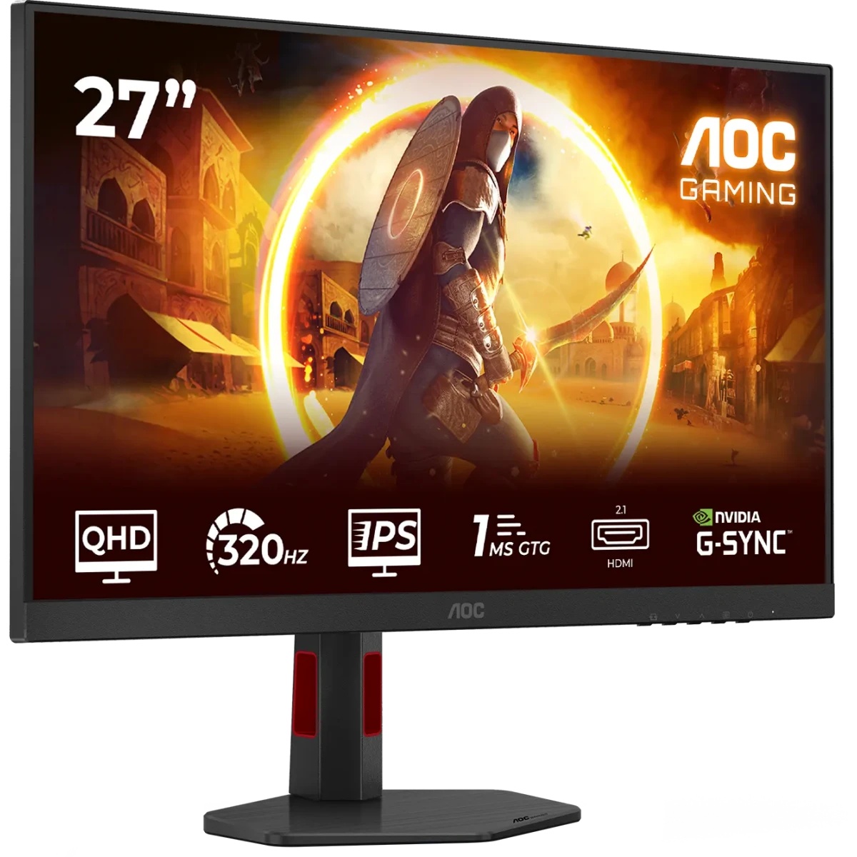 Монитор 27" AOC Q27G4SRU IPS 2560x1440, 320 Гц, 0.5 мс, 16:9, 400 кд/м², 2xHDMI 2.1, DP 1.4, 3.5 Jac