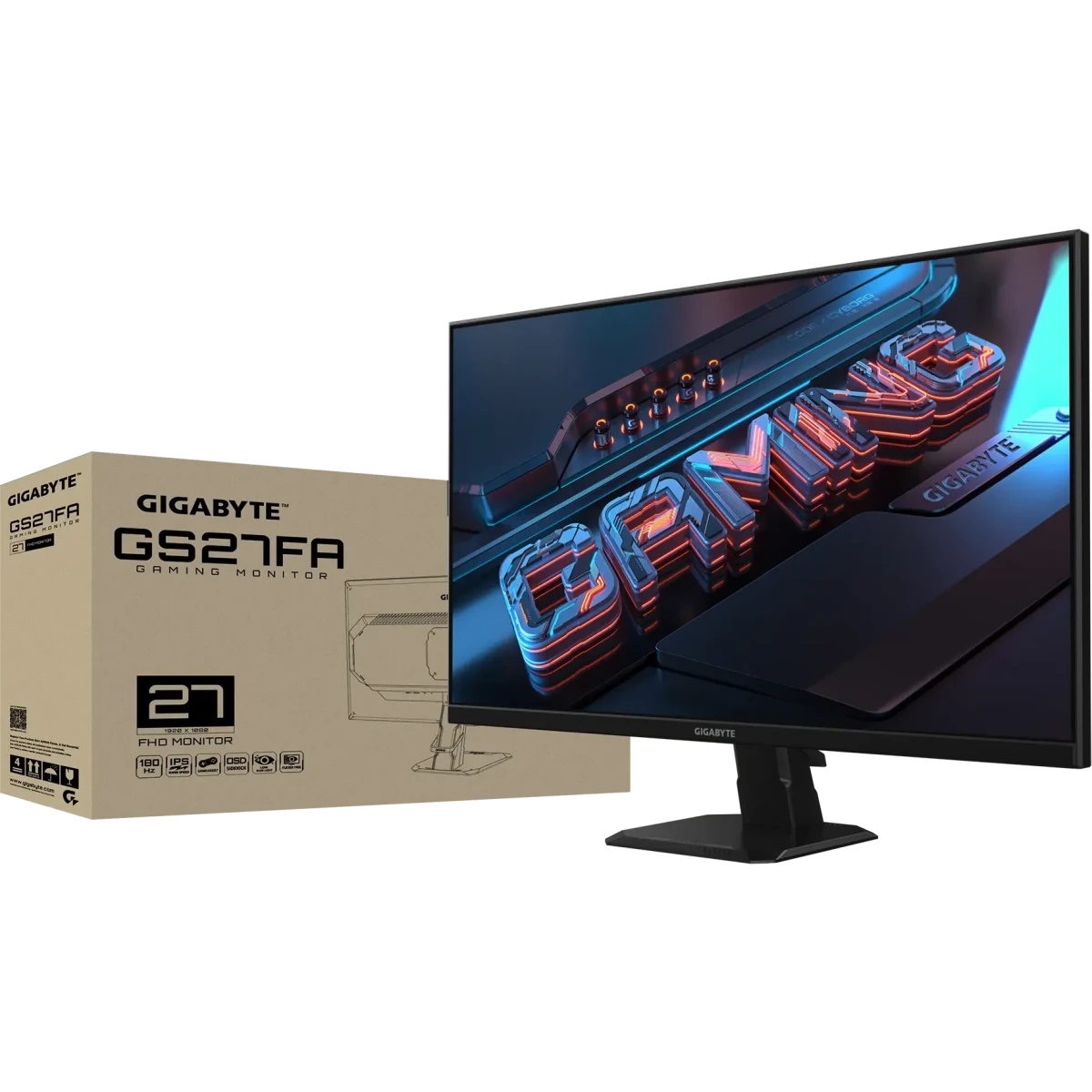 Монитор 27" Gigabyte GS27FA EK Black ( SS IPS, 180Hz, 1ms, 1920x1084, 1000:1, 105% sRGB, 2xHDMI, DP1