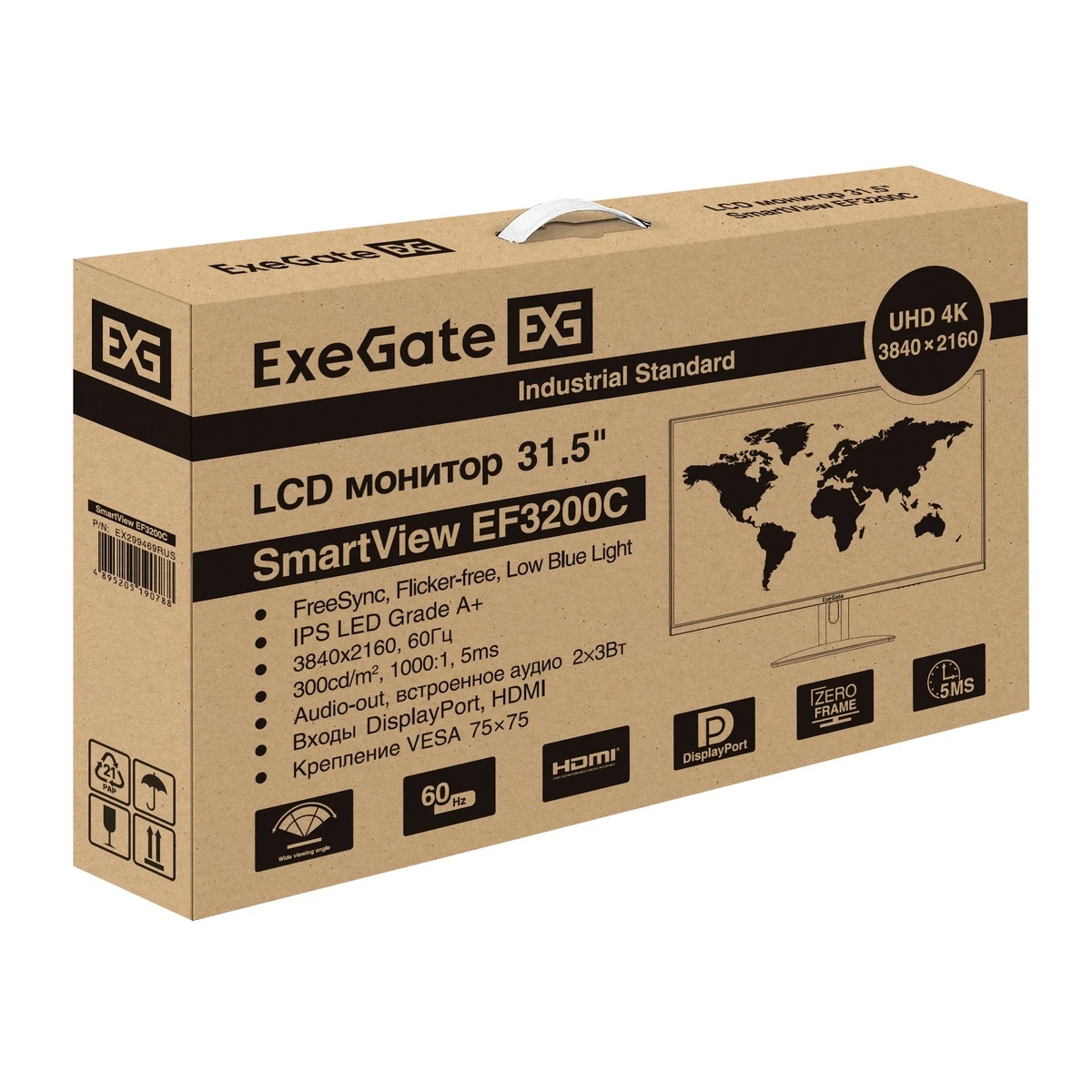 LCD ExeGate 31.5"&nbsp;EF3200C SmartView {IPS 3840x2160 60Hz 5ms 16:9, 300cd 1000:1 178/178 2xHDMI2.0 DisplayPort USB Speakers VESA} EX299469RUS