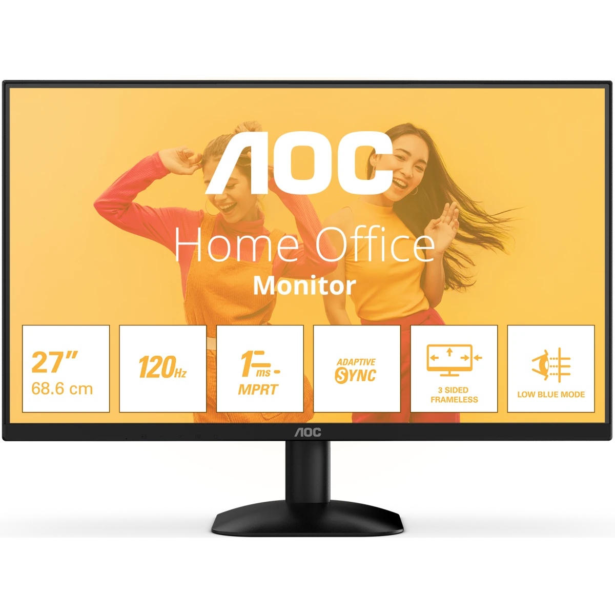 Монитор 27" AOC 1920x1080 WLED 16:9 VA 250cd, 3000:1, 4ms, 178°/178°, VGA, HDMI, 100Hz, Tilt, VESA, External, Black, 3y