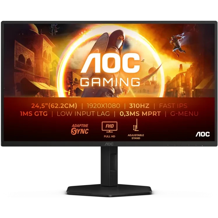 Монитор 25" AOC 25G4SXU Black (IPS 1920x1080, 310Hz, 1ms, 400cdm, 1000:1, HDMI 2.0x2, DP 1.4,4хUSB 3.2 )