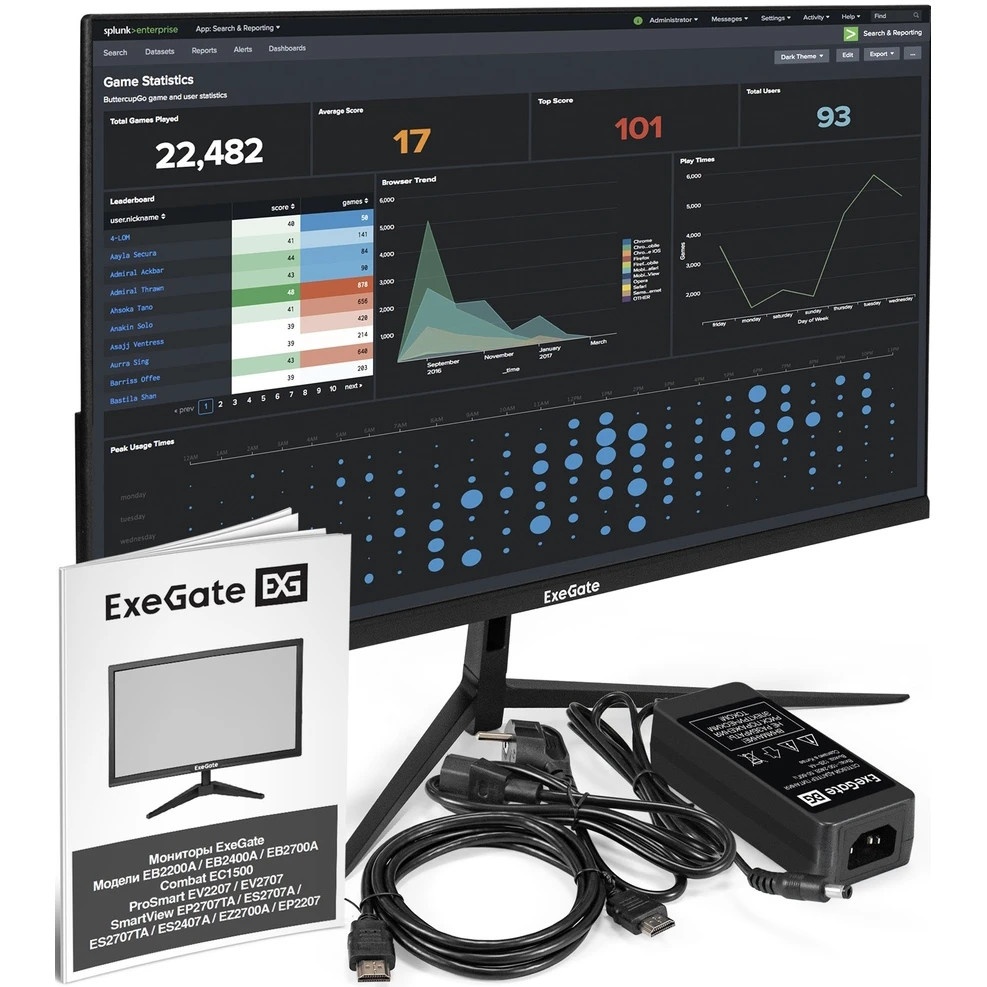 Монитор 27" ExeGate ProSmart EZ2700 (IPS LED Grade A+, FHD, 1920x1080@75Гц, 16:9, 250cd/m2, 1000:1,