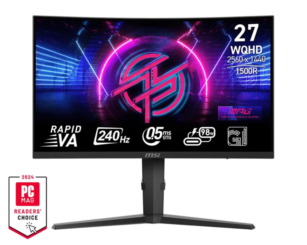 Монитор MSI 27'' MPG 275CQRXF 1500R, 16:9, VA, QHD, 0.5ms, 400cd, 240Hz, HDMI, DP, USB, USB-C, HAS