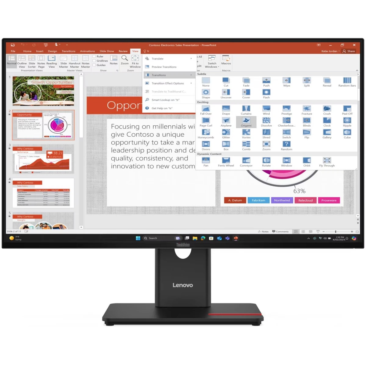 Монитор Lenovo 27" T27-40, 16:9, IPS, FHD, 4ms, 300cd, 120Hz, VGA, HDMI, DP, USB, USB-C, HAS
