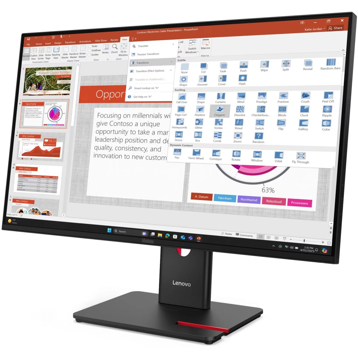 Монитор Lenovo 27" T27-40, 16:9, IPS, FHD, 4ms, 300cd, 120Hz, VGA, HDMI, DP, USB, USB-C, HAS