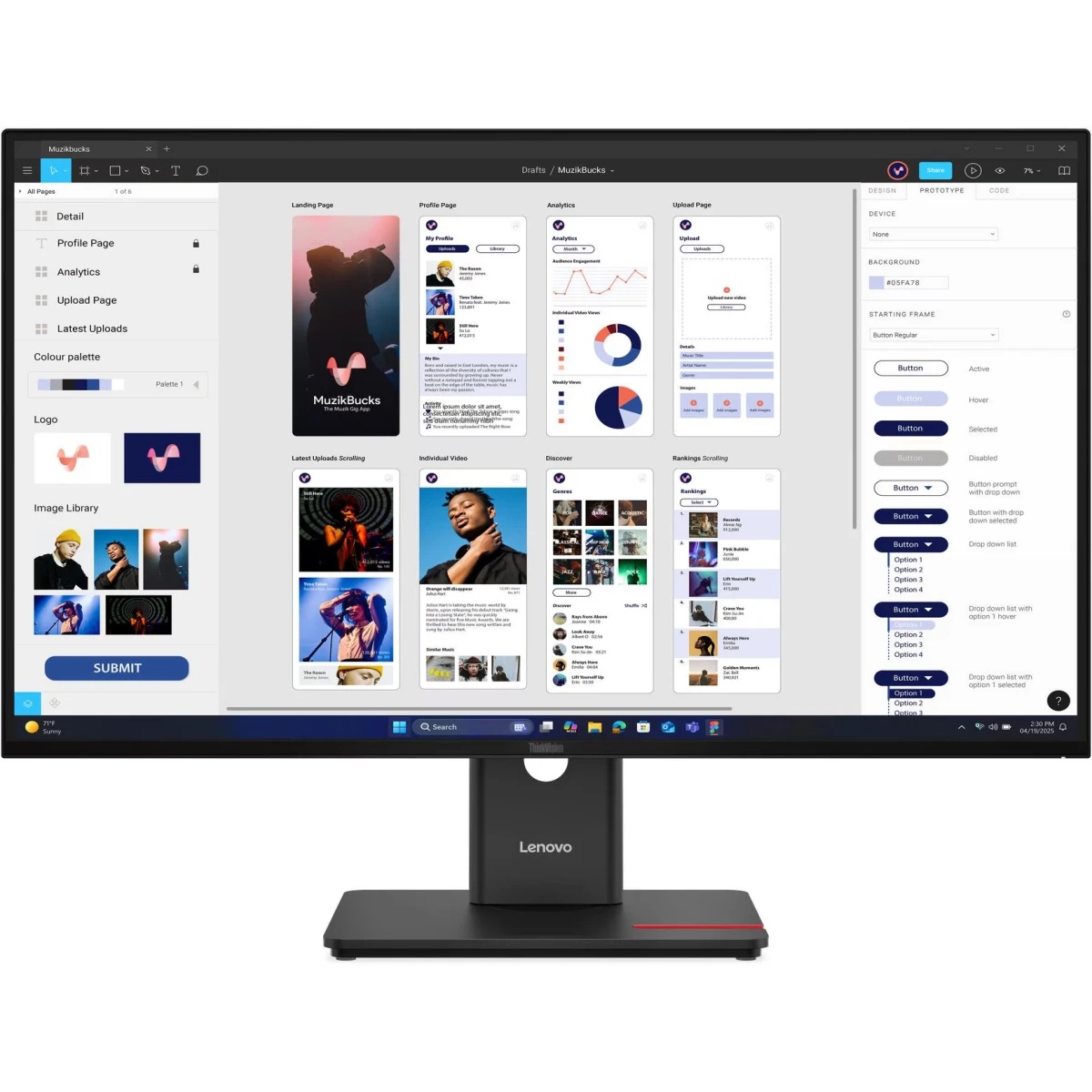 Монитор Lenovo 31.5" T32UD-40, 16:9, IPS, UHD, 4ms, 350cd, 60Hz, HDMI, DP, USB, USB-C, LAN, HAS