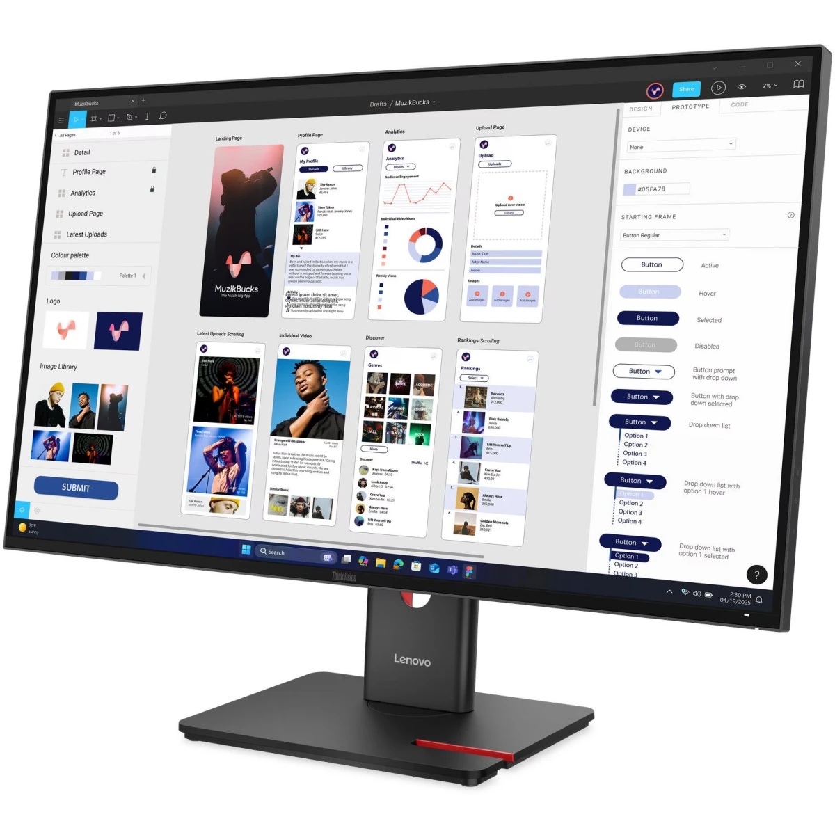 Монитор Lenovo 31.5" T32UD-40, 16:9, IPS, UHD, 4ms, 350cd, 60Hz, HDMI, DP, USB, USB-C, LAN, HAS