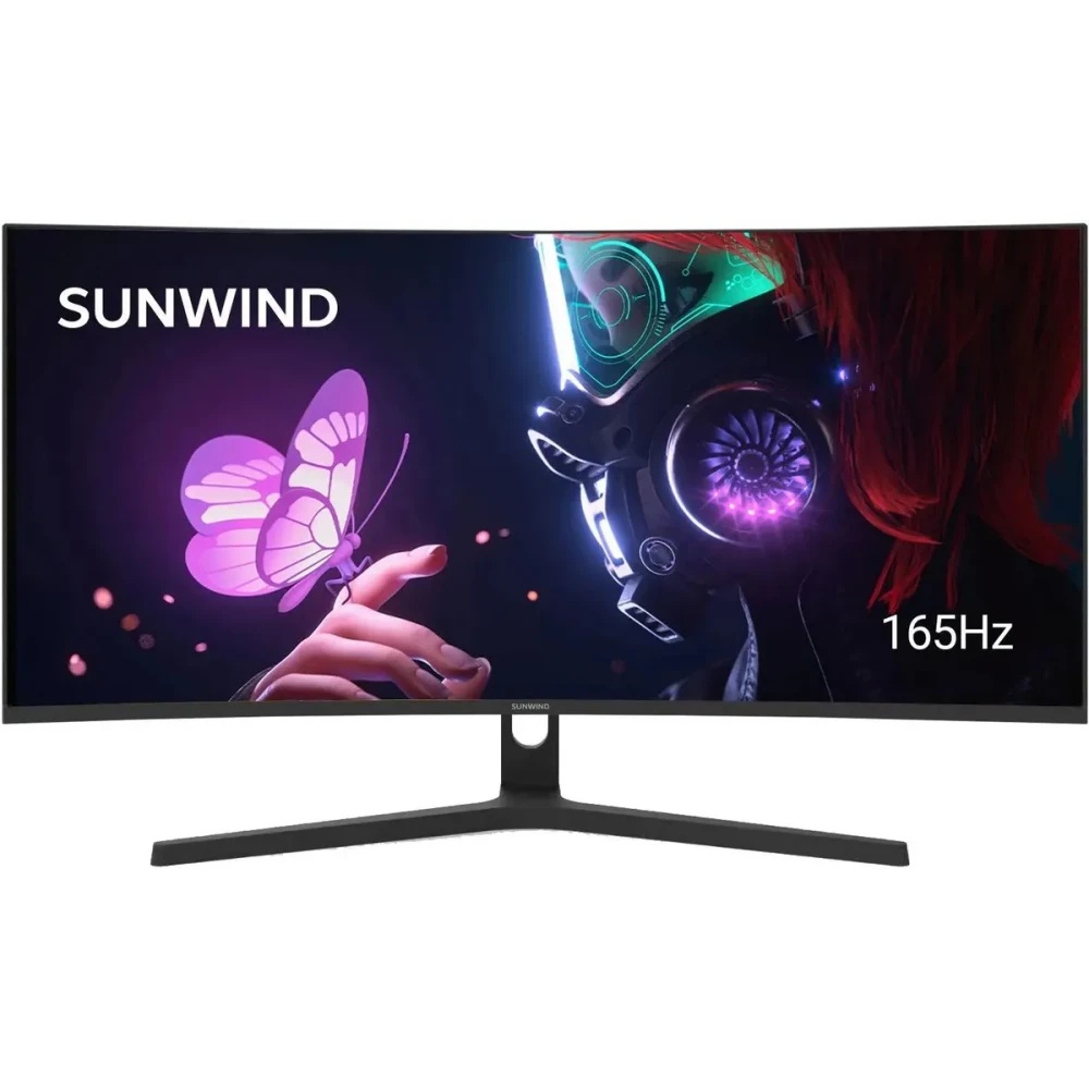 Монитор 34" SunWind SM-34QV401 VA 3440x1440, 165 Гц, 6 мс, 21:9, 300 кд/м2, 2xHDMI, 2хDP, 1x3.5 мм,