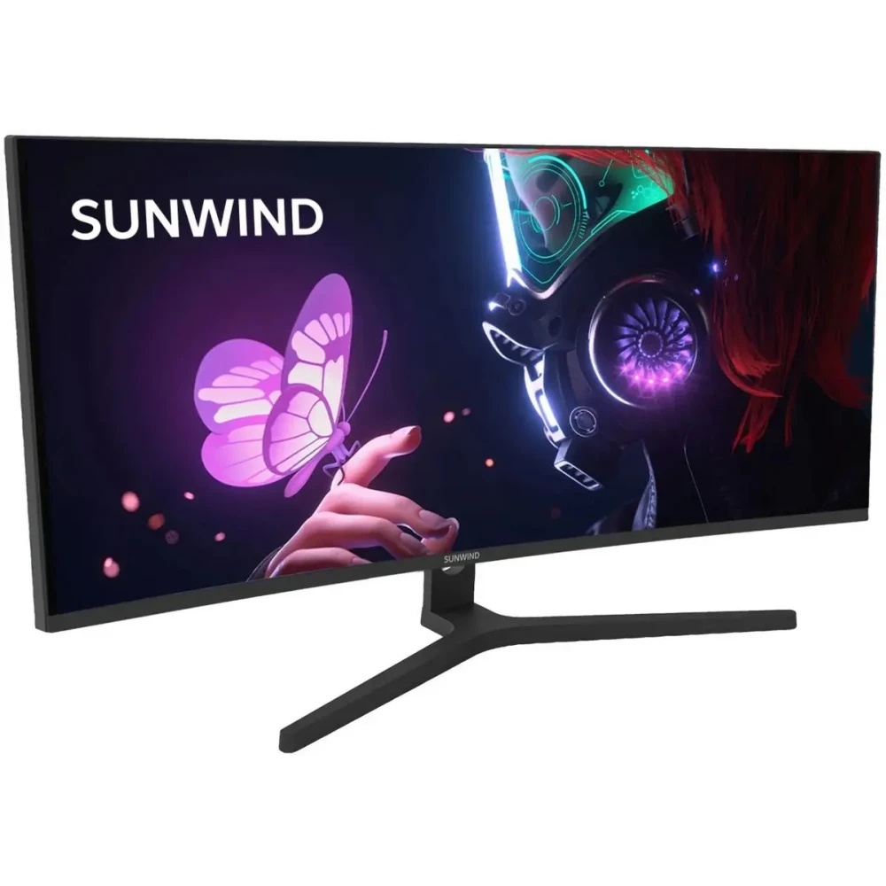 Монитор 34" SunWind SM-34QV401 VA 3440x1440, 165 Гц, 6 мс, 21:9, 300 кд/м2, 2xHDMI, 2хDP, 1x3.5 мм,