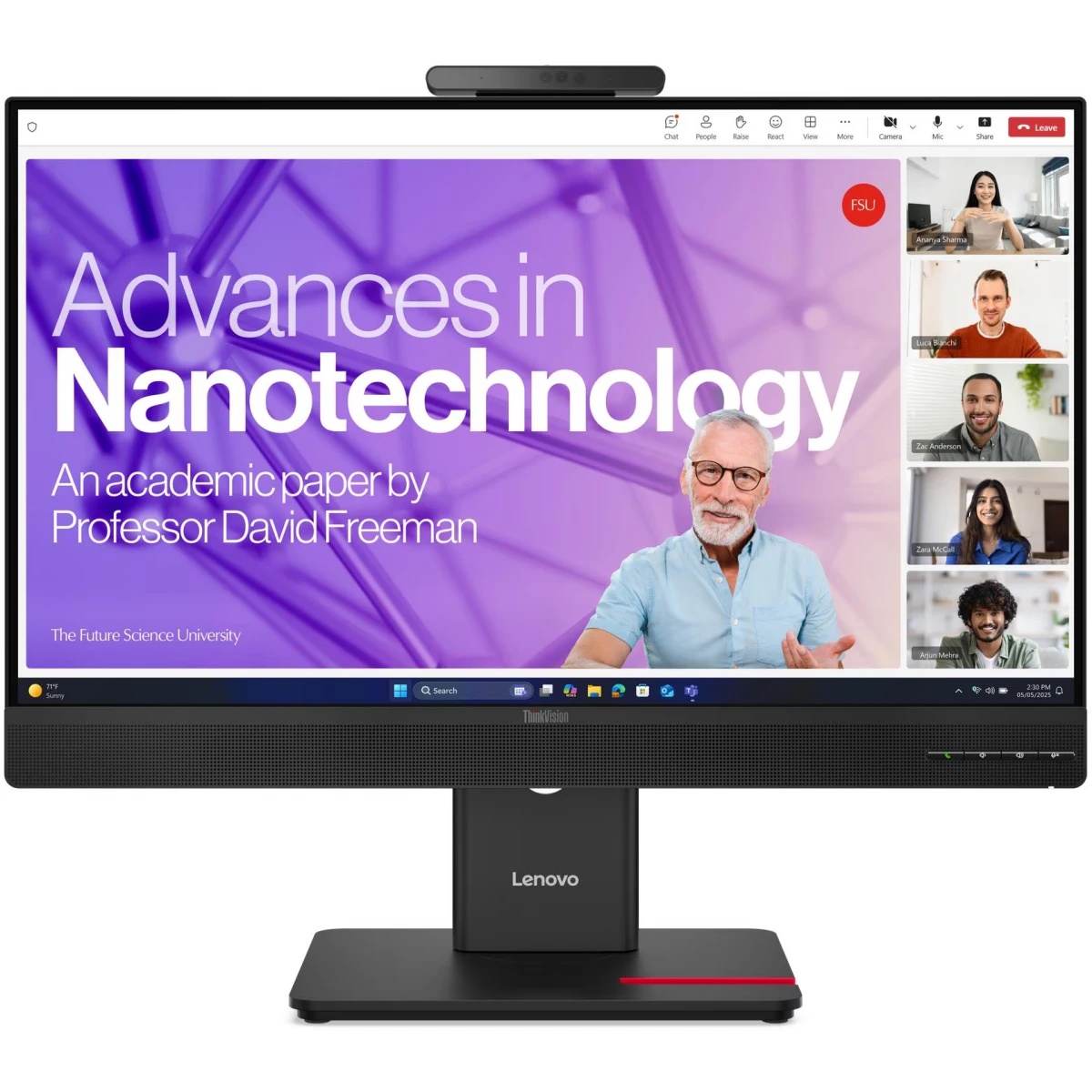 Монитор Lenovo ThinkVision T24-4v 23.8" 16:9 FHD (1920x1080) IPS, 120Hz, 250N, 1xHDMI 1.4, 1xDP 1.2, 1xVGA, 1xUSB-B (USB 5Gbps), 3xUSB-A (USB 5Gbps), 1xUSB-C (USB 5Gbps), Integrated webcam (5MP, IR+RGB), 1Y