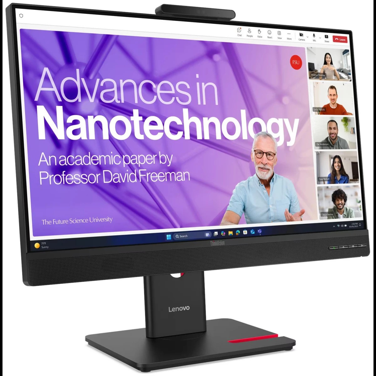 Монитор Lenovo ThinkVision T24-4v 23.8" 16:9 FHD (1920x1080) IPS, 120Hz, 250N, 1xHDMI 1.4, 1xDP 1.2, 1xVGA, 1xUSB-B (USB 5Gbps), 3xUSB-A (USB 5Gbps), 1xUSB-C (USB 5Gbps), Integrated webcam (5MP, IR+RGB), 1Y