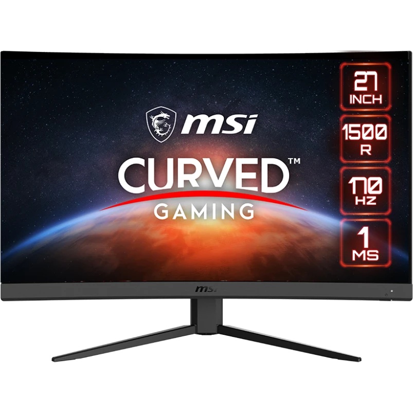 Монитор 27" MSI G27CQ4 E2 VA 2560x1440, 170 Гц, 250 кд/м2, 1 мс, 16:9, 2xHDMI, 1xDP, 1x3.5 мм, изогн