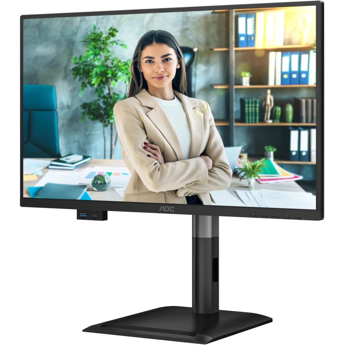 Монитор 23,8" AOC 1920x1080, WLED, 16:9, IPS, 300 cd, 1500:1, 20M:1, 4ms, 178°/178°, VGA, HDMI, DP,