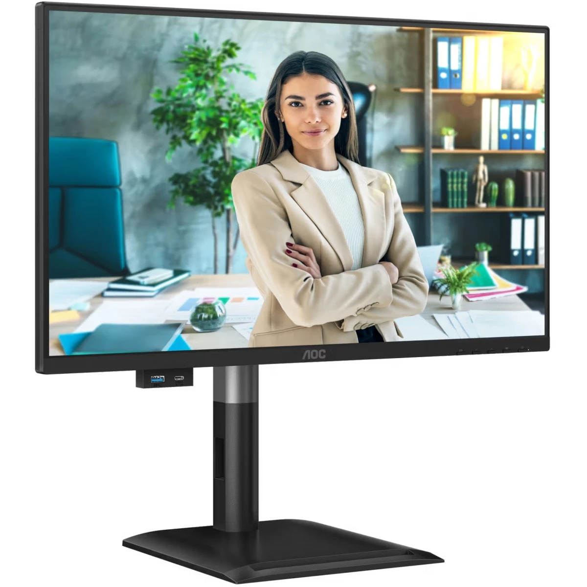 Монитор 23,8" AOC 1920x1080, WLED, 16:9, IPS, 300 cd, 1500:1, 20M:1, 4ms, 178°/178°, VGA, HDMI, DP,