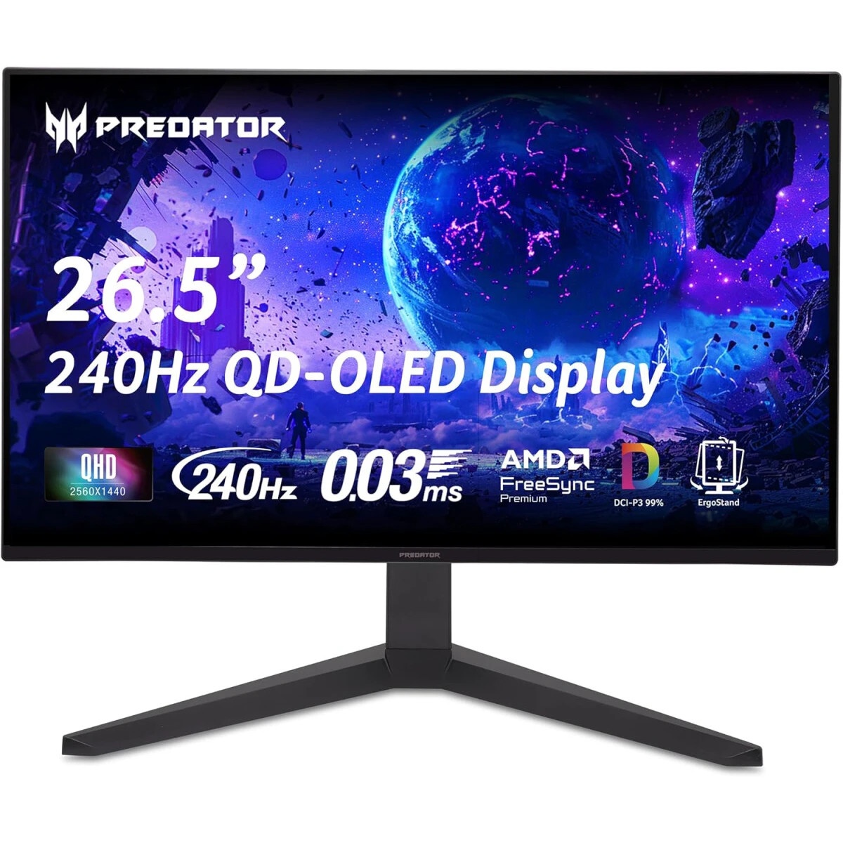 Монитор Acer Predator 26,5'' X27UW1bmiipprx, 16:9, QD-OLED, QHD, 0,03ms, 200cd, 240Hz, HDMI, 2xDP, S