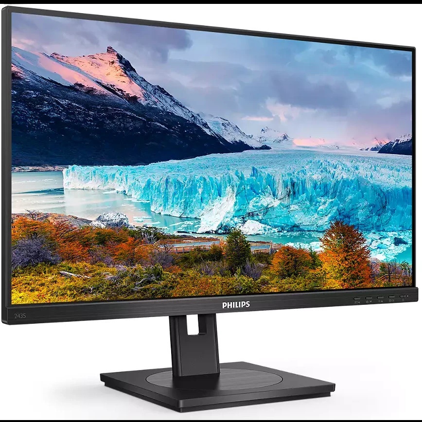 Монитор 23.8" PHILIPS 243S1/00 Black с поворотом экрана (IPS, 1920x1080, 75Hz,  4 ms, 178°/178°, 250