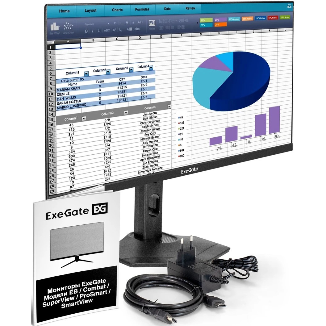 Монитор с аудио 23.8" 100 Гц ExeGate ProSmart EH2400C (IPS LED Grade A+, FHD, 1920x1080@100Гц, 16:9,