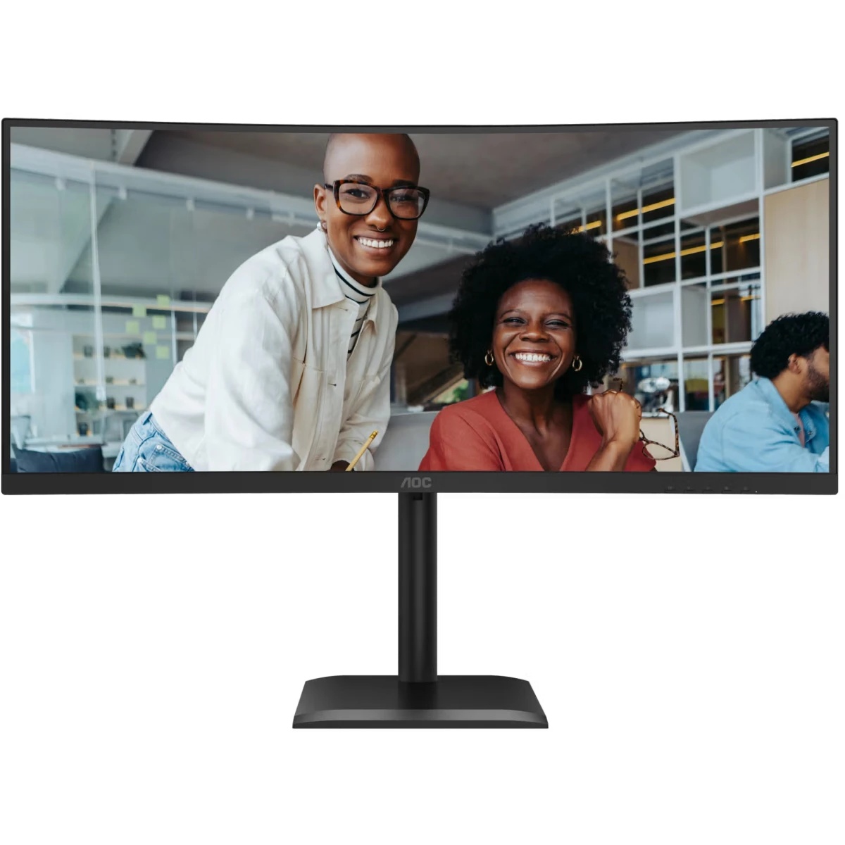 Монитор AOC 34" CU34E4CV 1500R, 21:9, VA, UWQHD, 4ms, 350cd, HDMI, DP, USB, USB-C, LAN, SPK, HAS