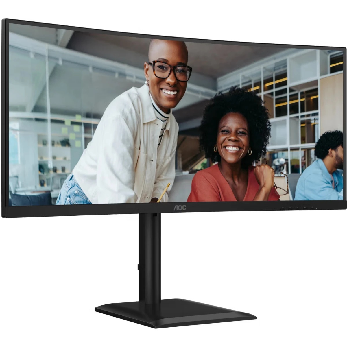 Монитор AOC 34" CU34E4CV 1500R, 21:9, VA, UWQHD, 4ms, 350cd, HDMI, DP, USB, USB-C, LAN, SPK, HAS