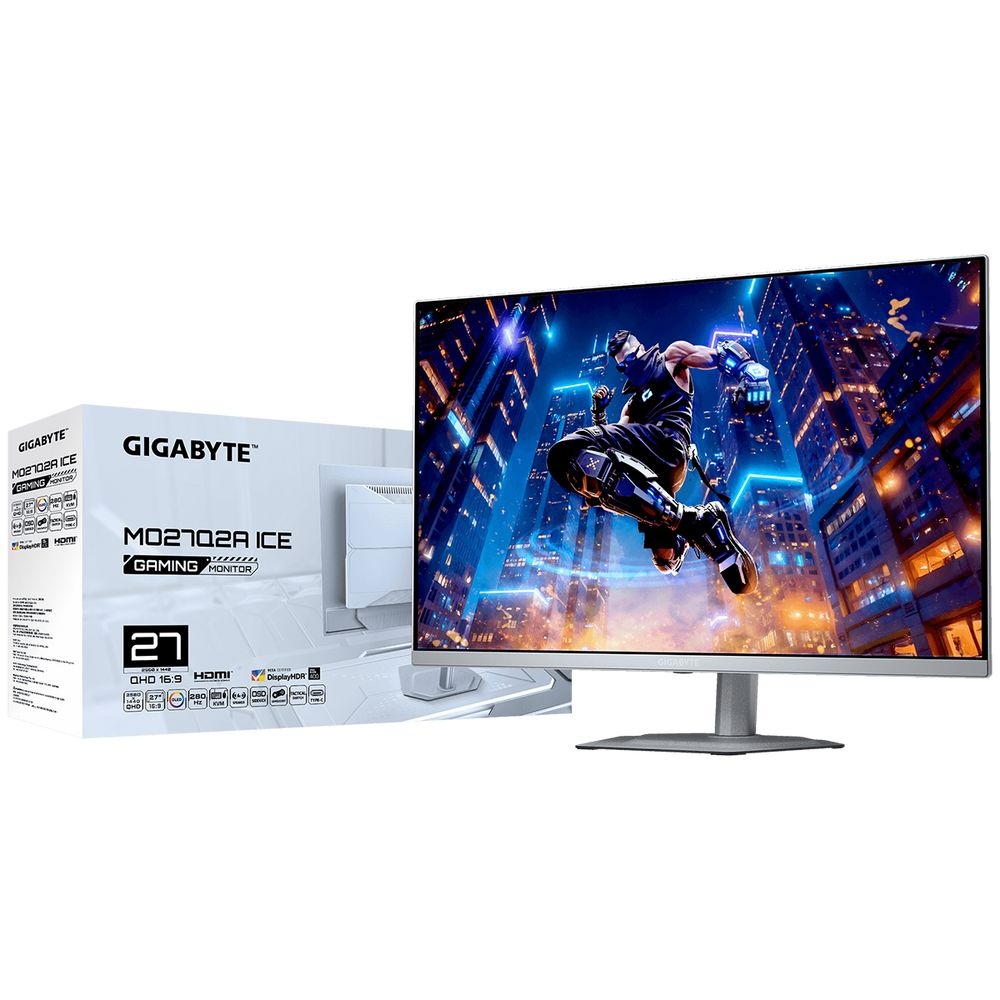 Монитор 26.5" Gigabyte MO27Q2A EK  ICE (QD-OLED, 2560x1440, , 0,03 ms, 178°/178°, 250 cd/m, 1,5 млн: 1, 3xUSB3.0, USB Type-C, 280Hz, 2xHDMI 2.1, DP 1.4, Pivot)