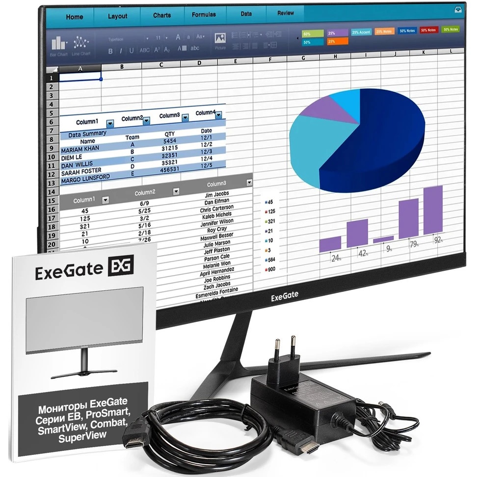 Монитор с аудио 24.5" ExeGate SmartView EH1500TA (IPS LED Grade A+, FHD, 1920x1080@75Гц, 16:9, 250cd