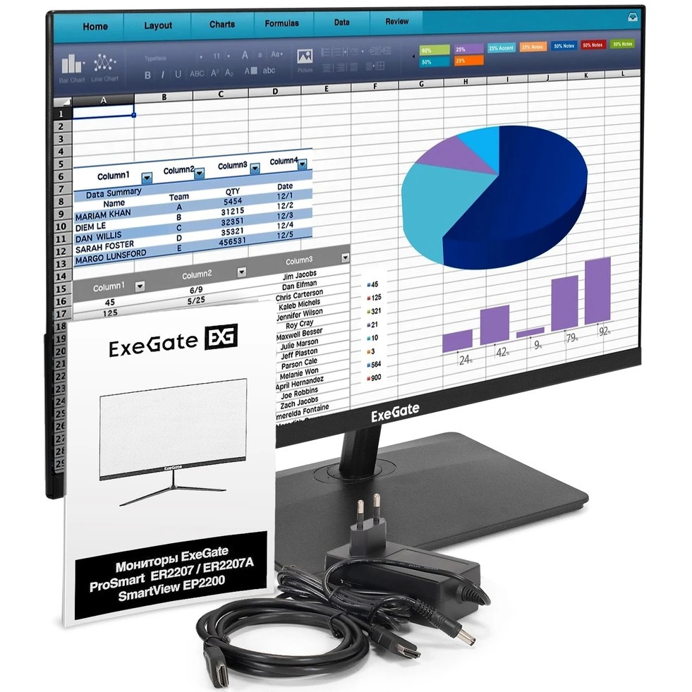 Монитор 21.5" 100 Гц ExeGate SmartView EP2200 (IPS LED Grade A+, FHD, 1920x1080@100Гц, 16:9, 250cd/m