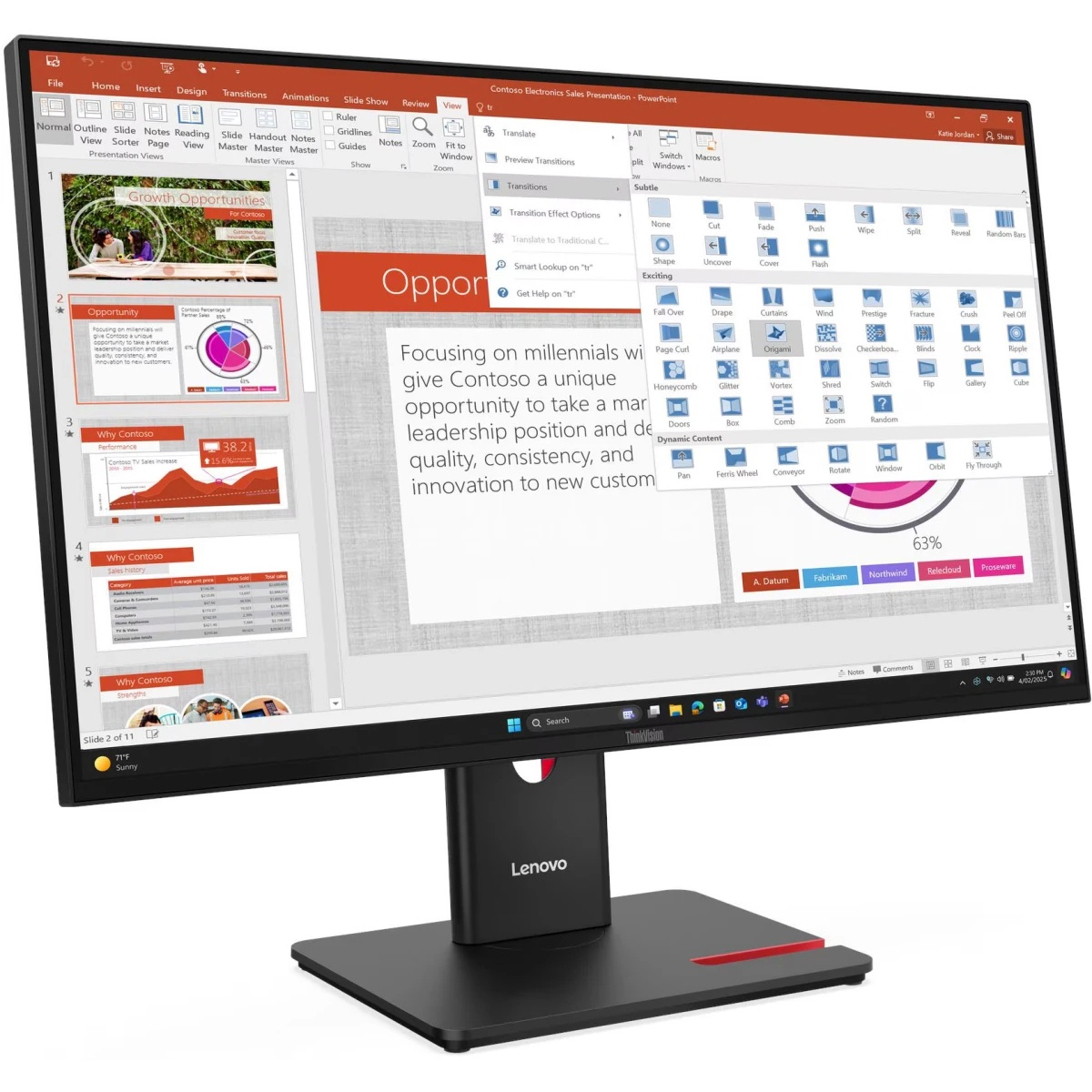 Монитор Lenovo ThinkVision T27-40 27" 16:9 FHD (1920x1080) IPS, 120Hz, 300N, 1xHDMI 1.4, 1xDP 1.2, 1
