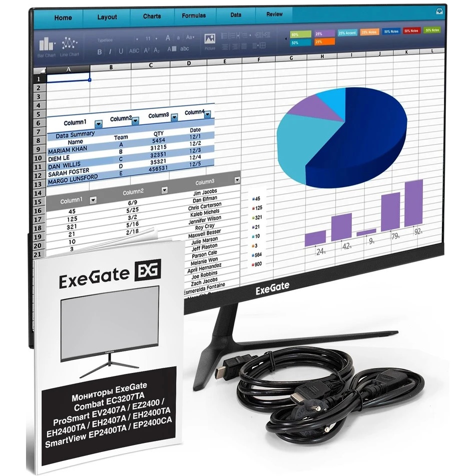 Монитор LCD ExeGate 23.8" EP2400CA черный {IPS 1920x1080 100Hz 5ms 16:9 250cd 1000:1 178/178 D-Sub H