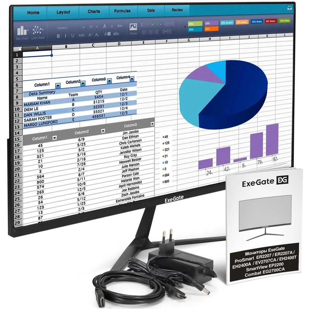 Монитор 27" LCD ExeGate EV2707CA ProSmart {VA 1920x1080 100Hz 5ms 16:9 250cd 4000:1 178/178 D-Sub HD