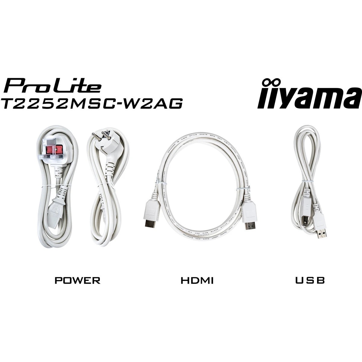 Монитор Iiyama 22" ProLite T2252MSC-W2AG белый IPS LED 5ms 16:9 HDMI M/M матовая 250cd 178гр/178гр 1