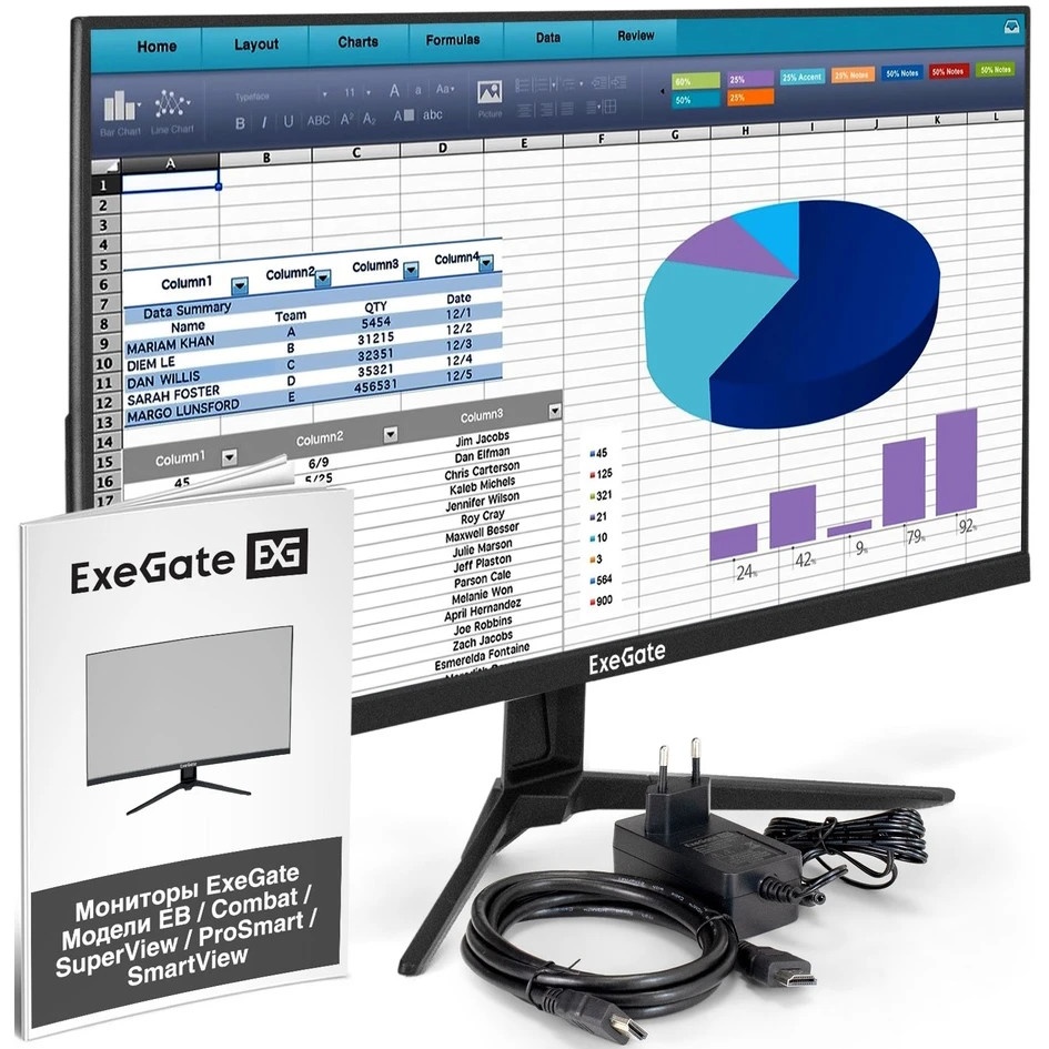 Монитор с аудио 27" 100 Гц ExeGate ProSmart EH2700A (IPS LED Grade A+, FHD, 1920x1080@100Hz, 16:9, 2