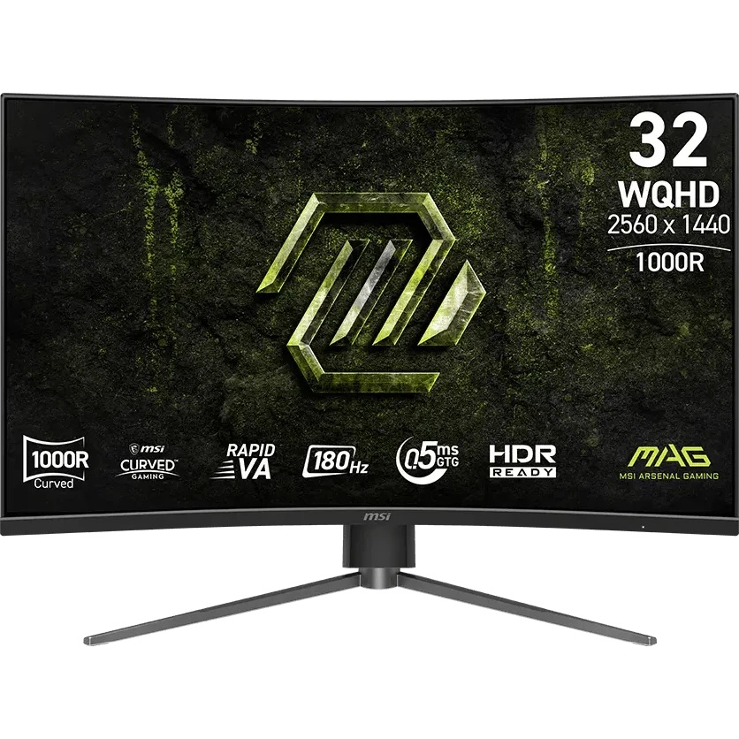 Монитор MSI 31,5" MAG 325CQPF E18 1000R, 16:9, VA, QHD, 0,5ms, 300cd, 180Hz, HDMI, DP, HAS